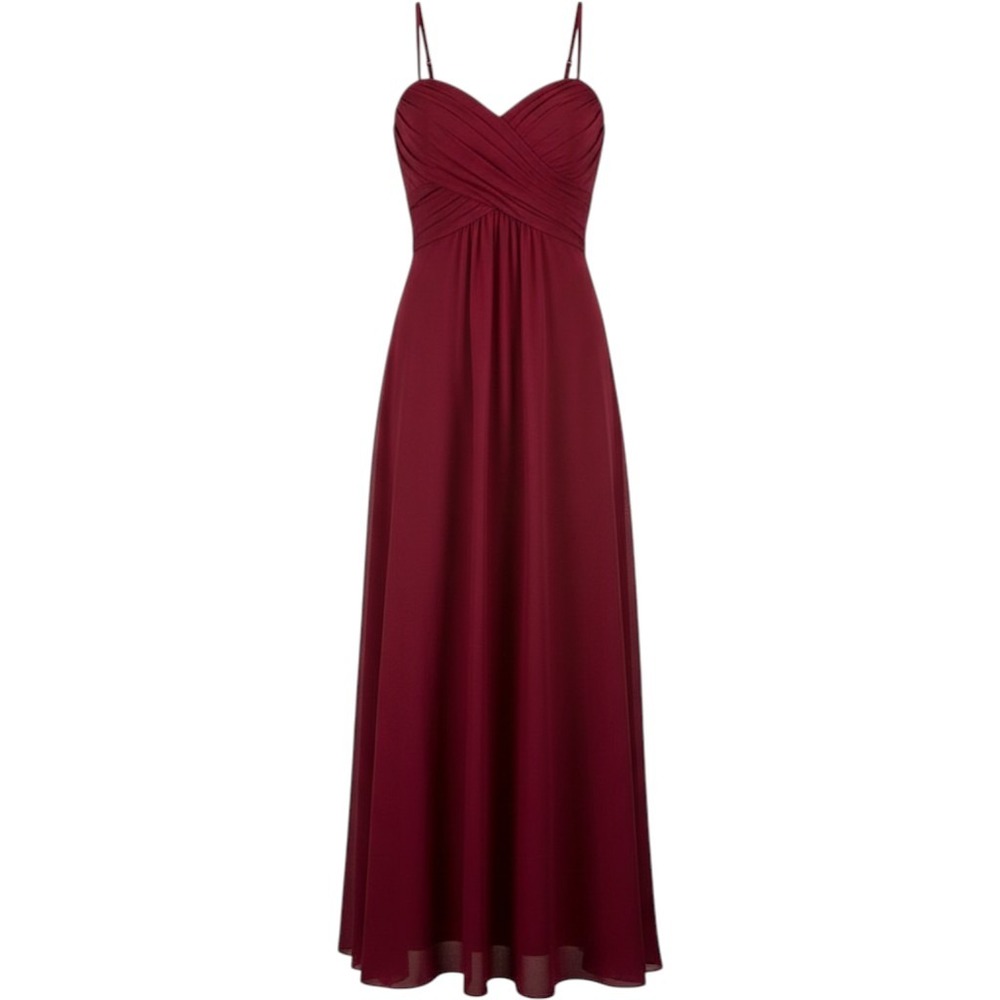 David's Bridal Chiffon Maxi Dress Kids Size 10 Wine Red Formal Flower Girl